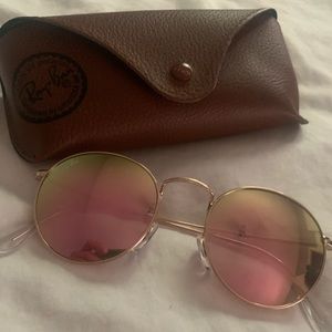 Ray Ban Round Glasses w Pink Lenses